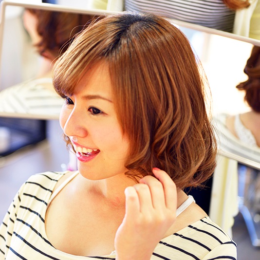 常連さんのパーマが終わったところ。いつも満足気に帰ってくれるので誇らしいです。